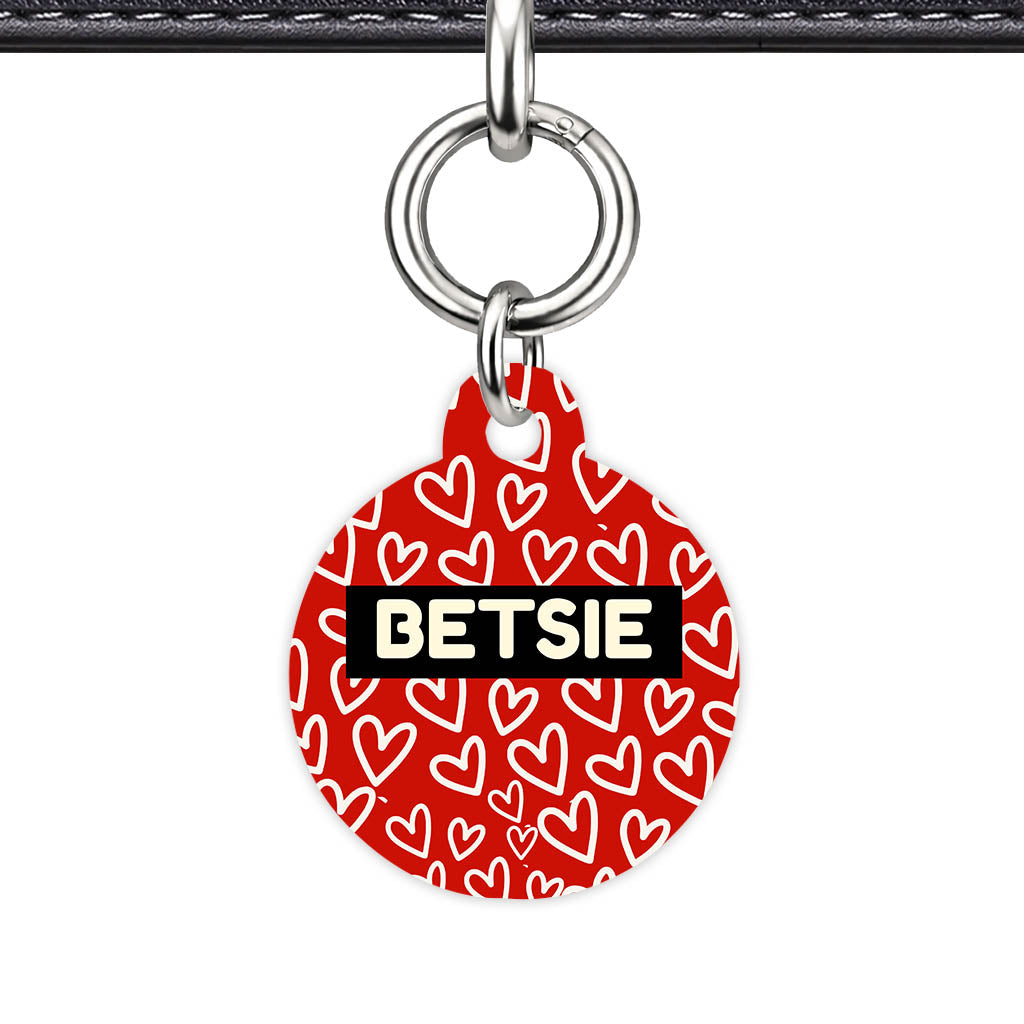 Hearts on Red QR Smart Pet Id Tag Tag (Dog Tag & Cat Tag)