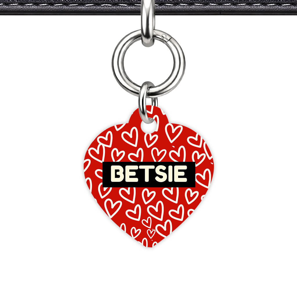 Hearts on Red QR Smart Pet Id Tag Tag (Dog Tag & Cat Tag)