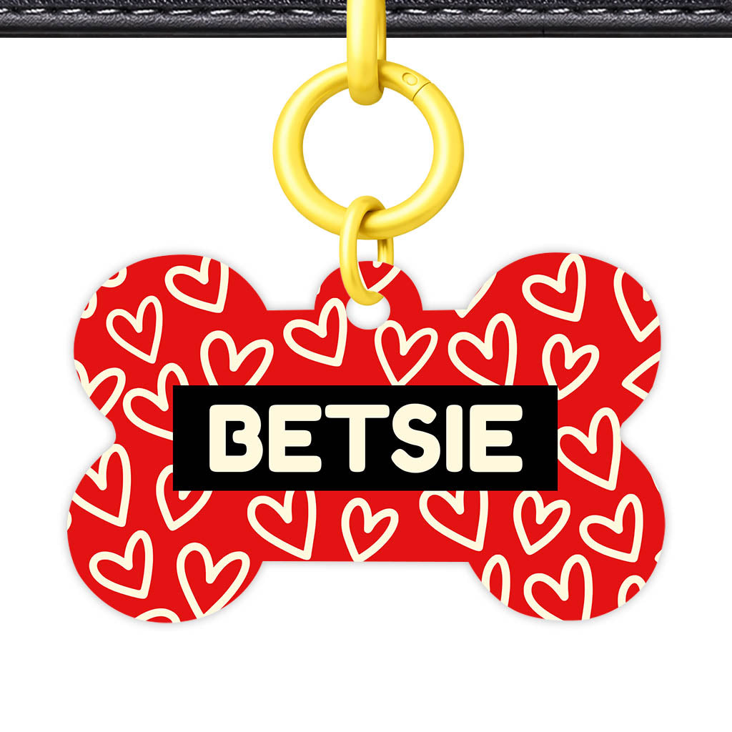 Hearts on Red Classic Pet ID Tag (Dog Tag & Cat Tag)