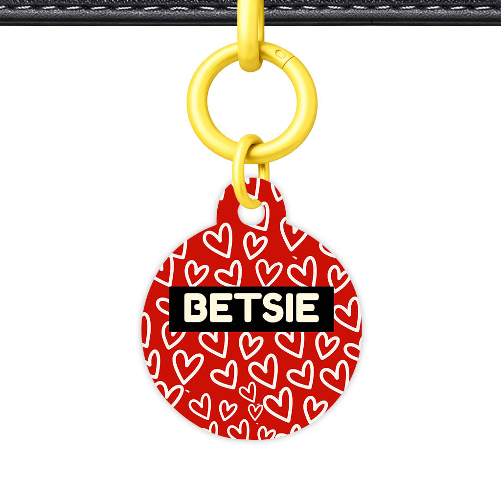 Hearts on Red Classic Pet ID Tag (Dog Tag & Cat Tag)