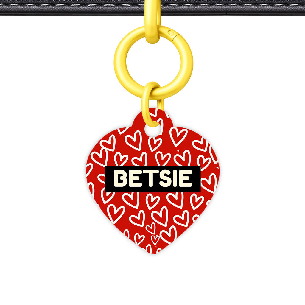 Hearts on Red QR Smart Pet Id Tag Tag (Dog Tag & Cat Tag)