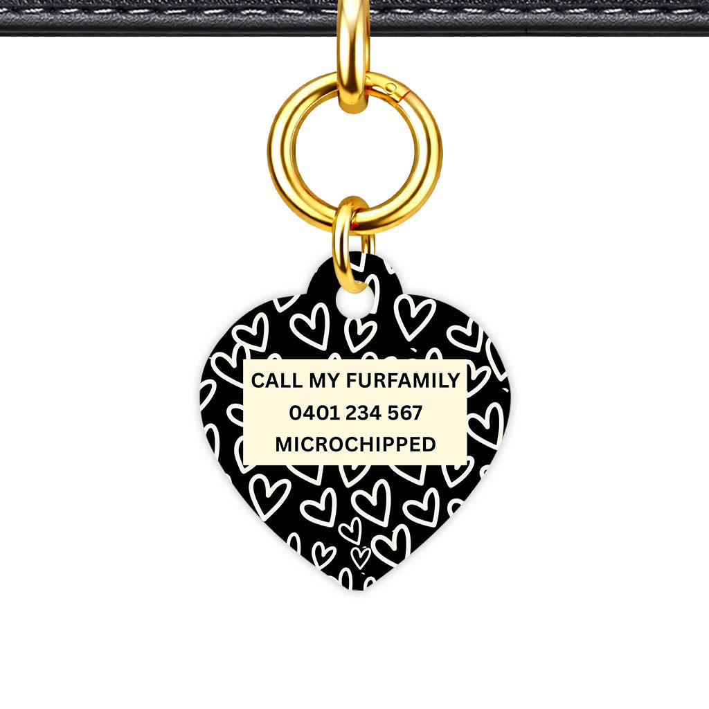 Hearts on Black Classic Pet ID Tag (Dog Tag & Cat Tag)