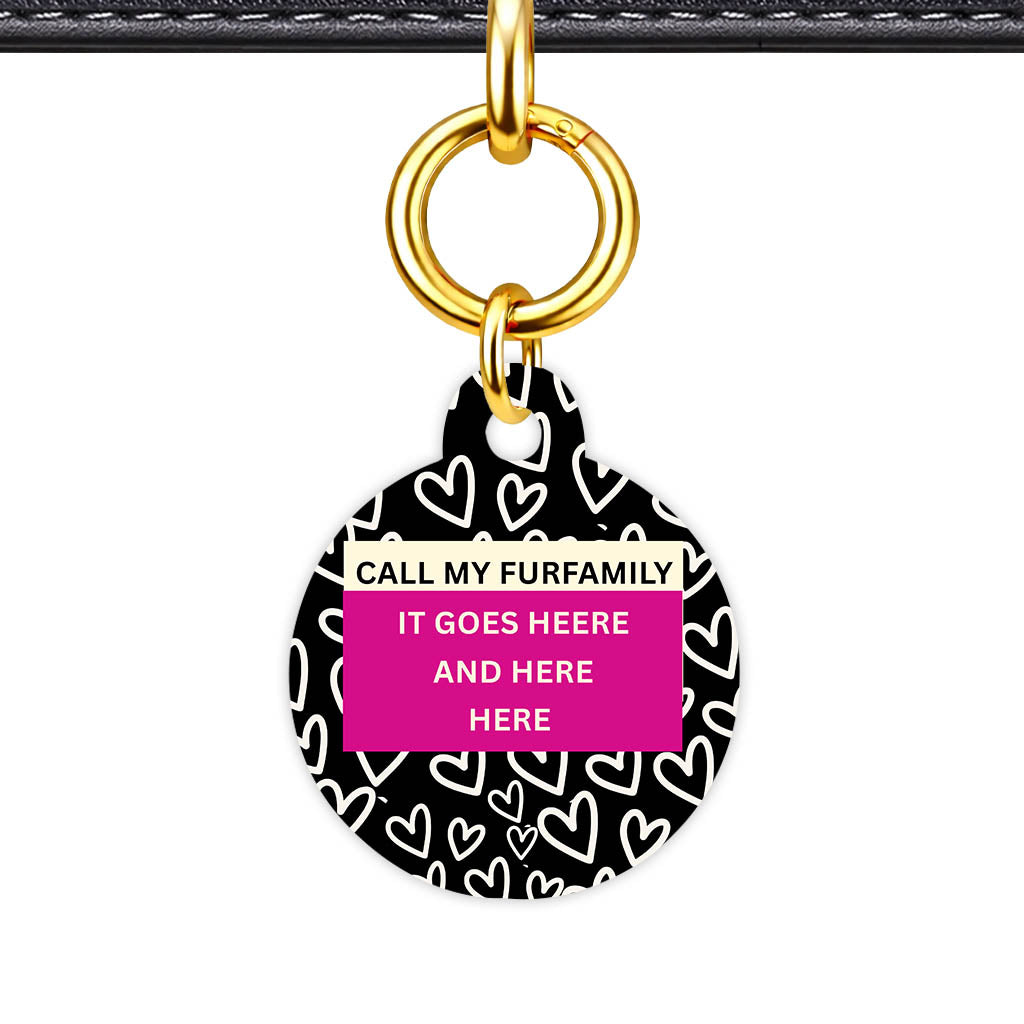 Hearts on Black Classic Pet ID Tag (Dog Tag & Cat Tag)