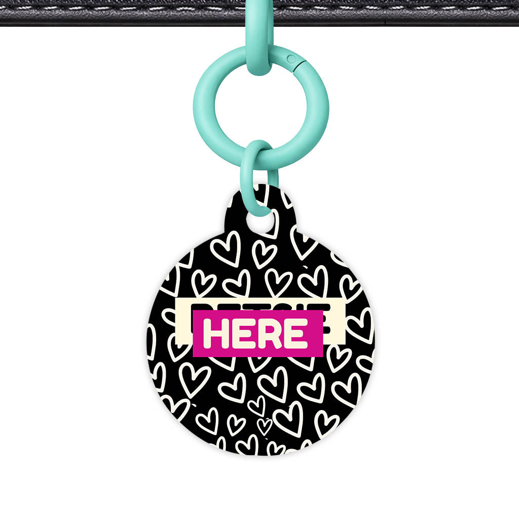 Hearts on Black Classic Pet ID Tag (Dog Tag & Cat Tag)