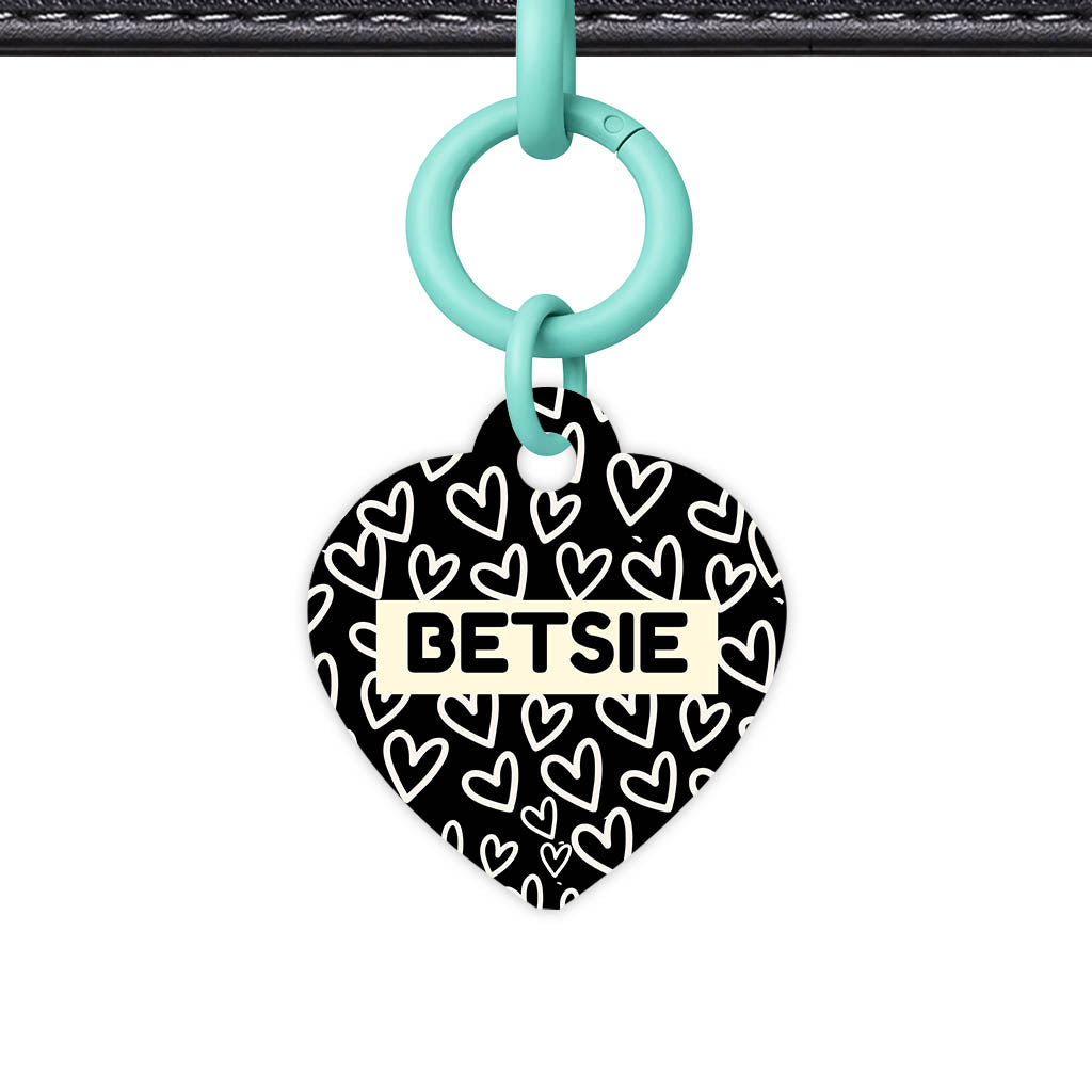 Hearts on Black Classic Pet ID Tag (Dog Tag & Cat Tag)