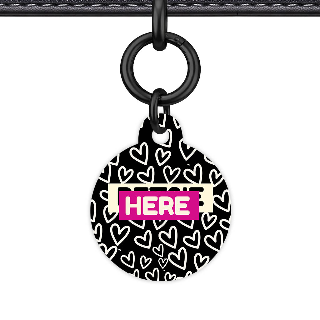 Hearts on Black Classic Pet ID Tag (Dog Tag & Cat Tag)