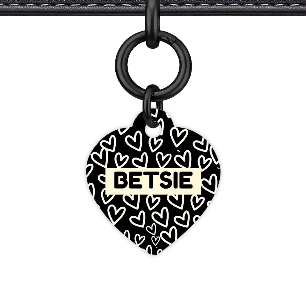 Hearts on Black Classic Pet ID Tag (Dog Tag & Cat Tag)