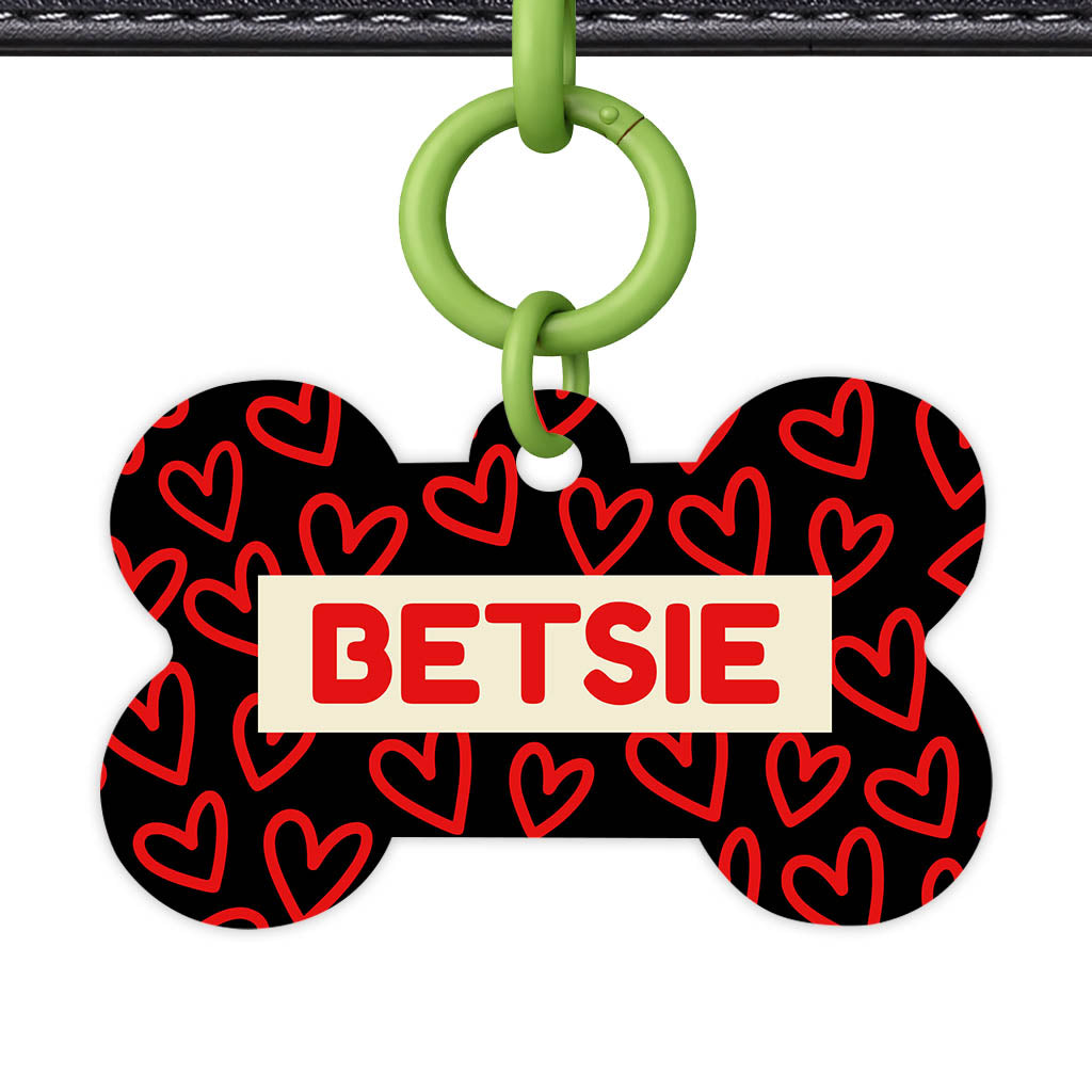 Hearts on Black Classic Pet ID Tag (Dog Tag & Cat Tag)