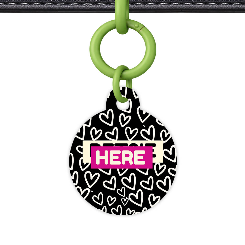 Hearts on Black Classic Pet ID Tag (Dog Tag & Cat Tag)