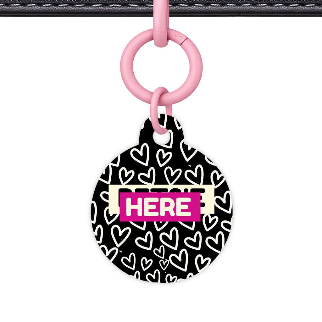Hearts on Black Classic Pet ID Tag (Dog Tag & Cat Tag)