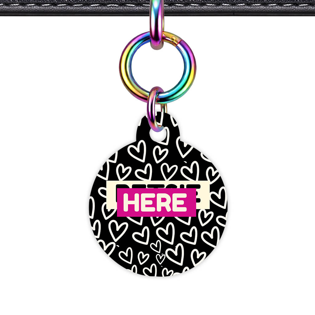 Hearts on Black Classic Pet ID Tag (Dog Tag & Cat Tag)