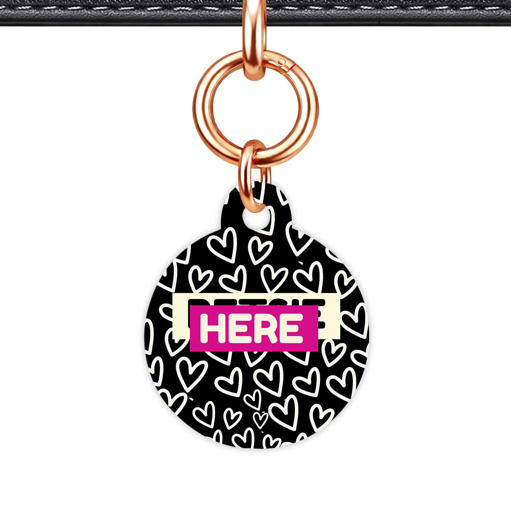 Hearts on Black QR Smart Pet Id Tag Tag (Dog Tag & Cat Tag)