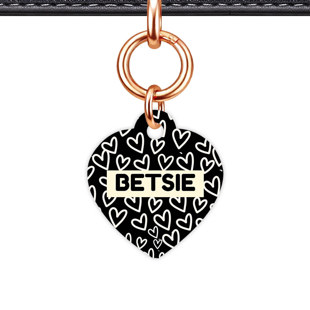 Hearts on Black Classic Pet ID Tag (Dog Tag & Cat Tag)