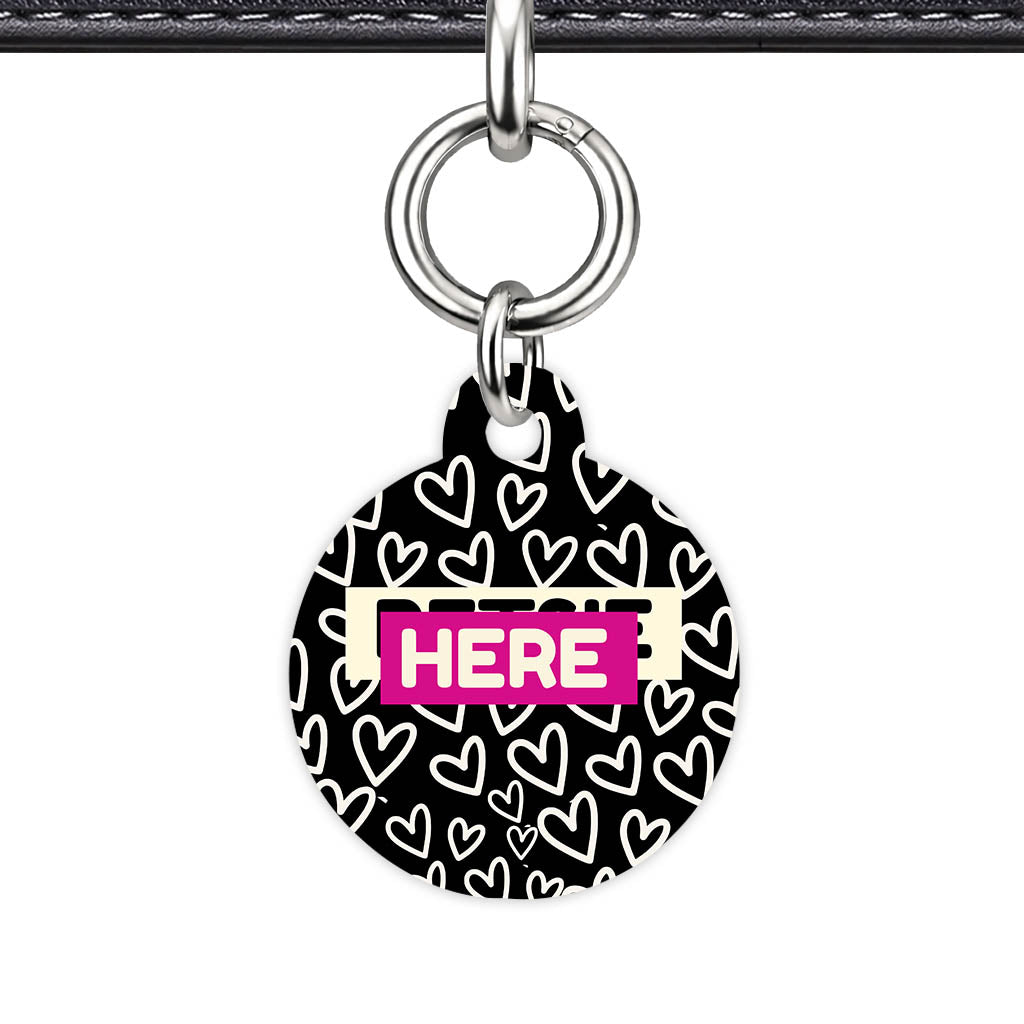 Hearts on Black Classic Pet ID Tag (Dog Tag & Cat Tag)