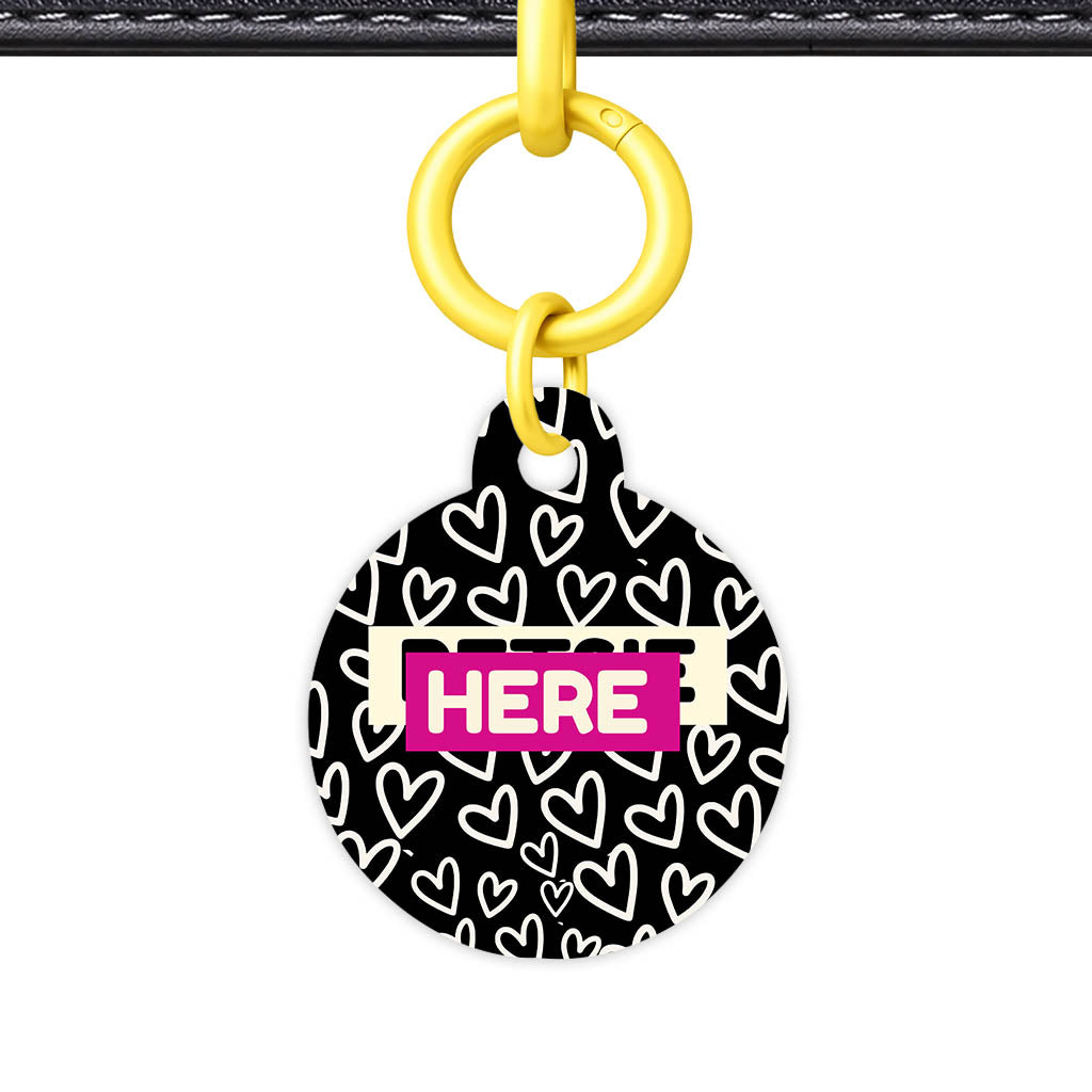 Hearts on Black Classic Pet ID Tag (Dog Tag & Cat Tag)
