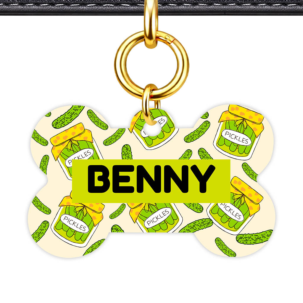 Pickled Pickles Bone Shape QR Smart Pet ID Tag - Front View