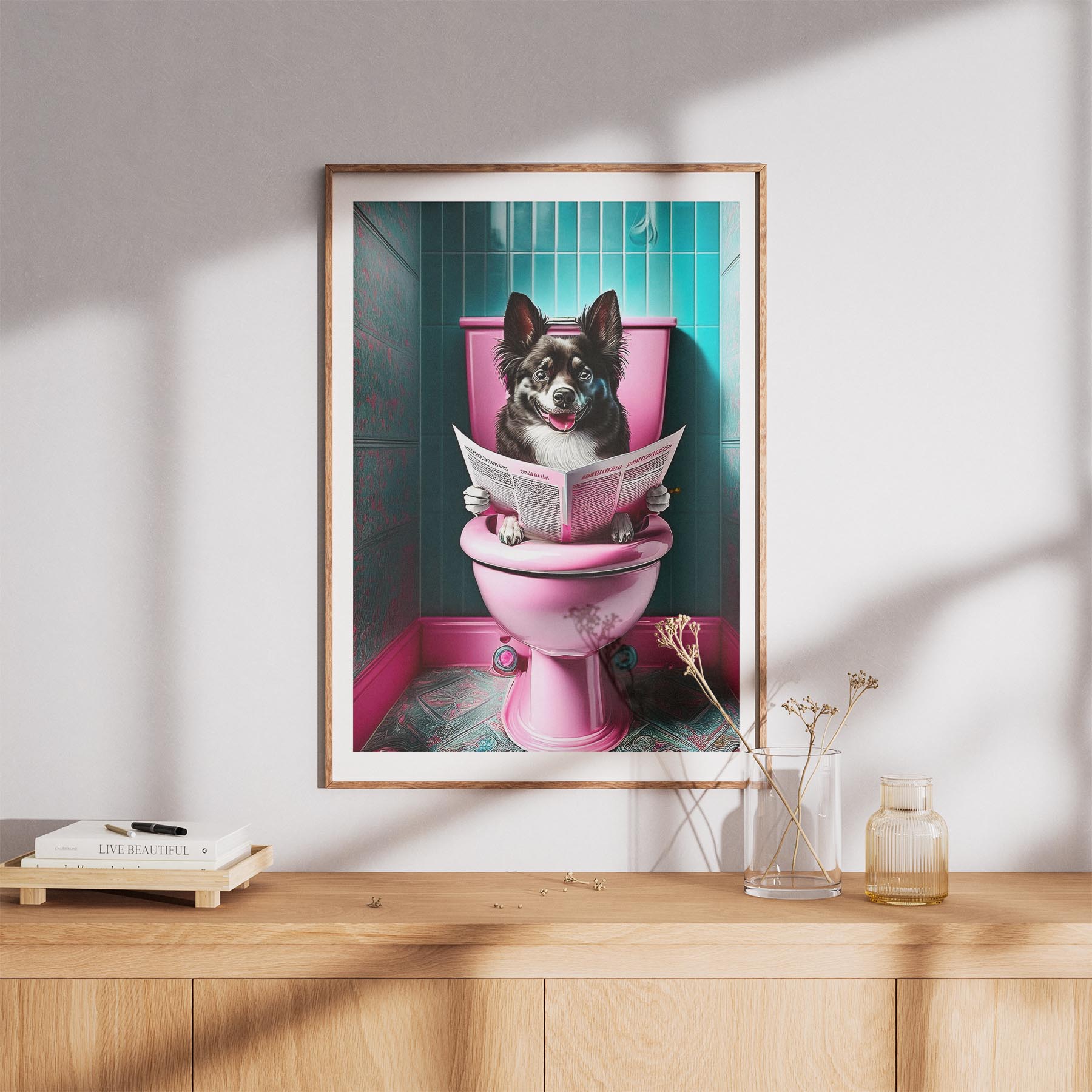 German Spitz Toilet Dogs PInk and Turquise image 8