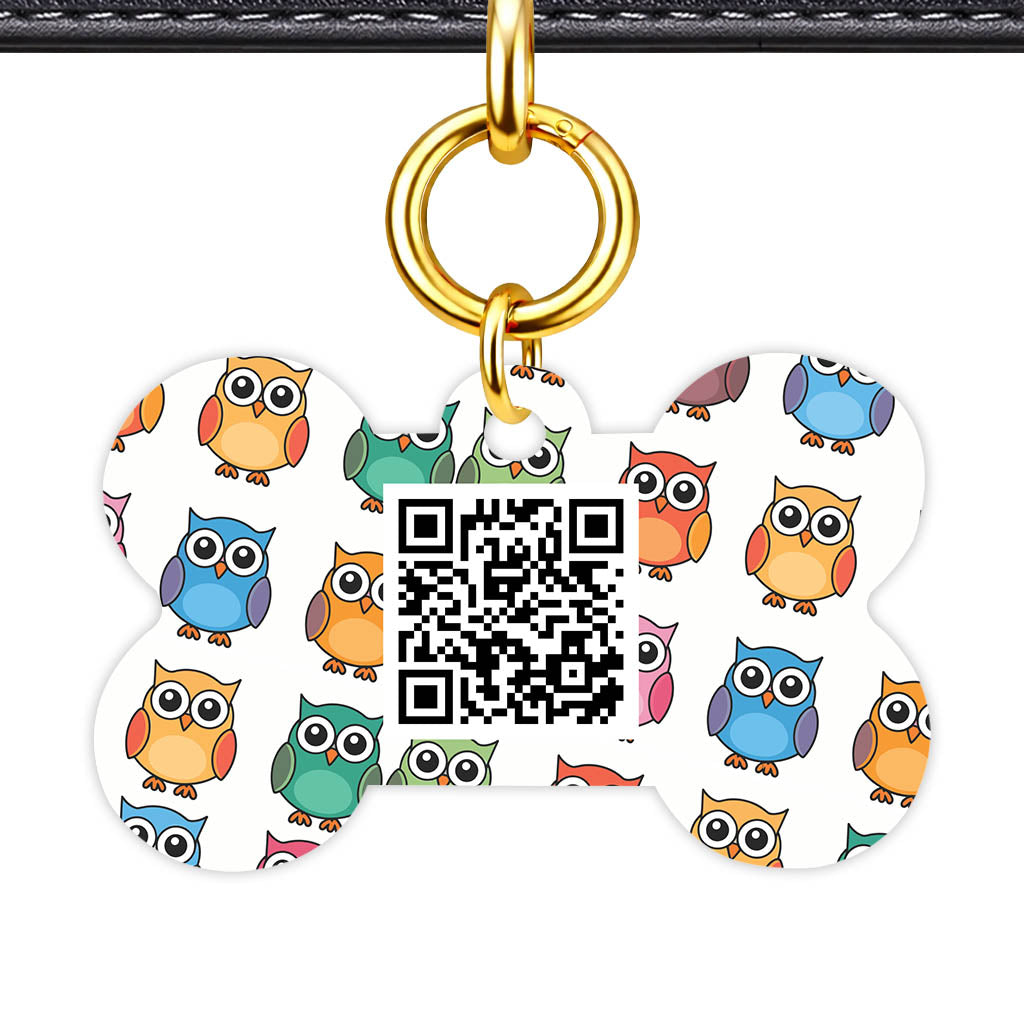 Owls QR Smart Pet Id Tag Tag (Dog Tag & Cat Tag)