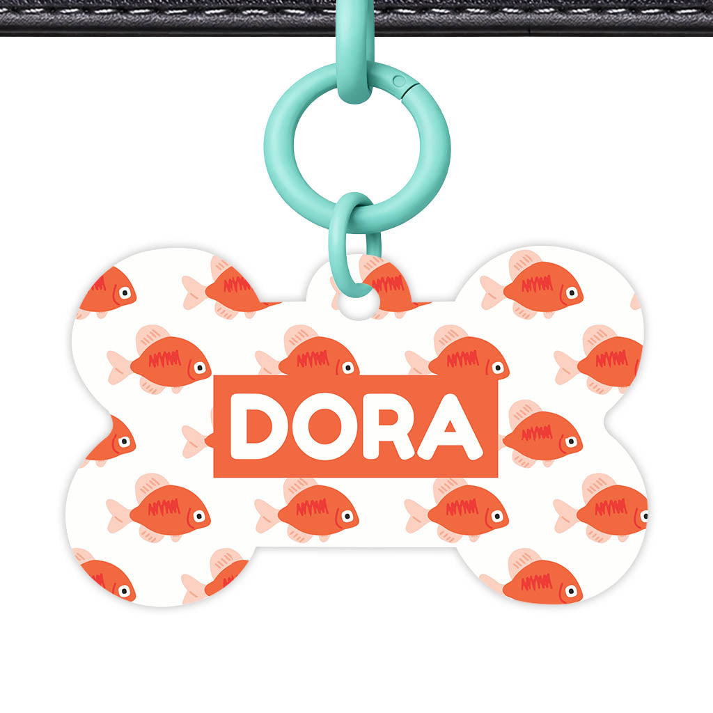 Orange Fishies QR Smart Pet Id Tag Tag (Dog Tag & Cat Tag)