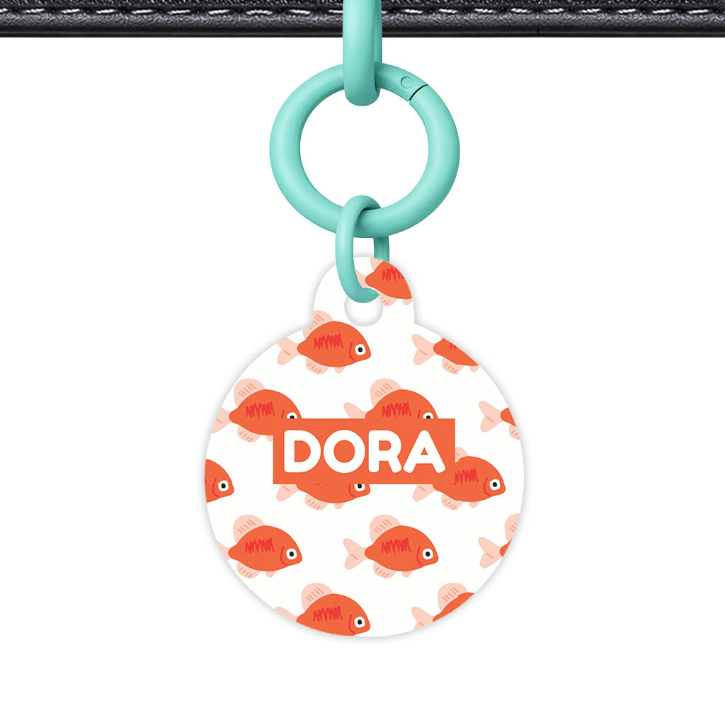 Orange Fishies QR Smart Pet Id Tag Tag (Dog Tag & Cat Tag)