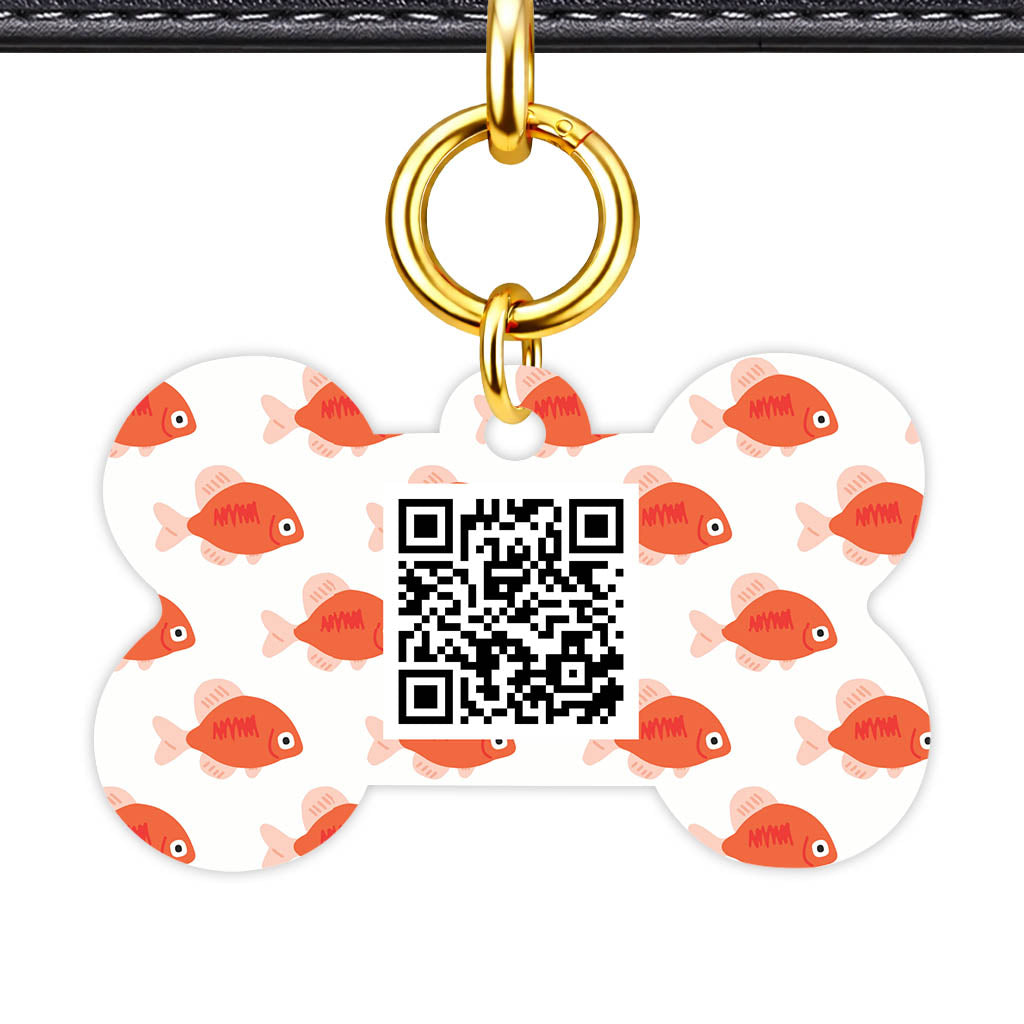Orange Fishies QR Smart Pet Id Tag Tag (Dog Tag & Cat Tag)