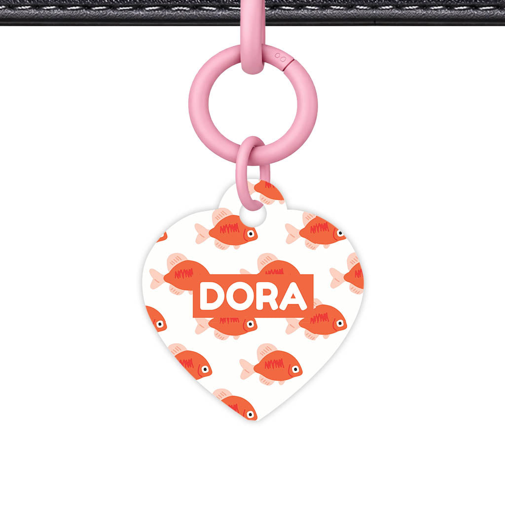 Orange Fishies QR Smart Pet Id Tag Tag (Dog Tag & Cat Tag)