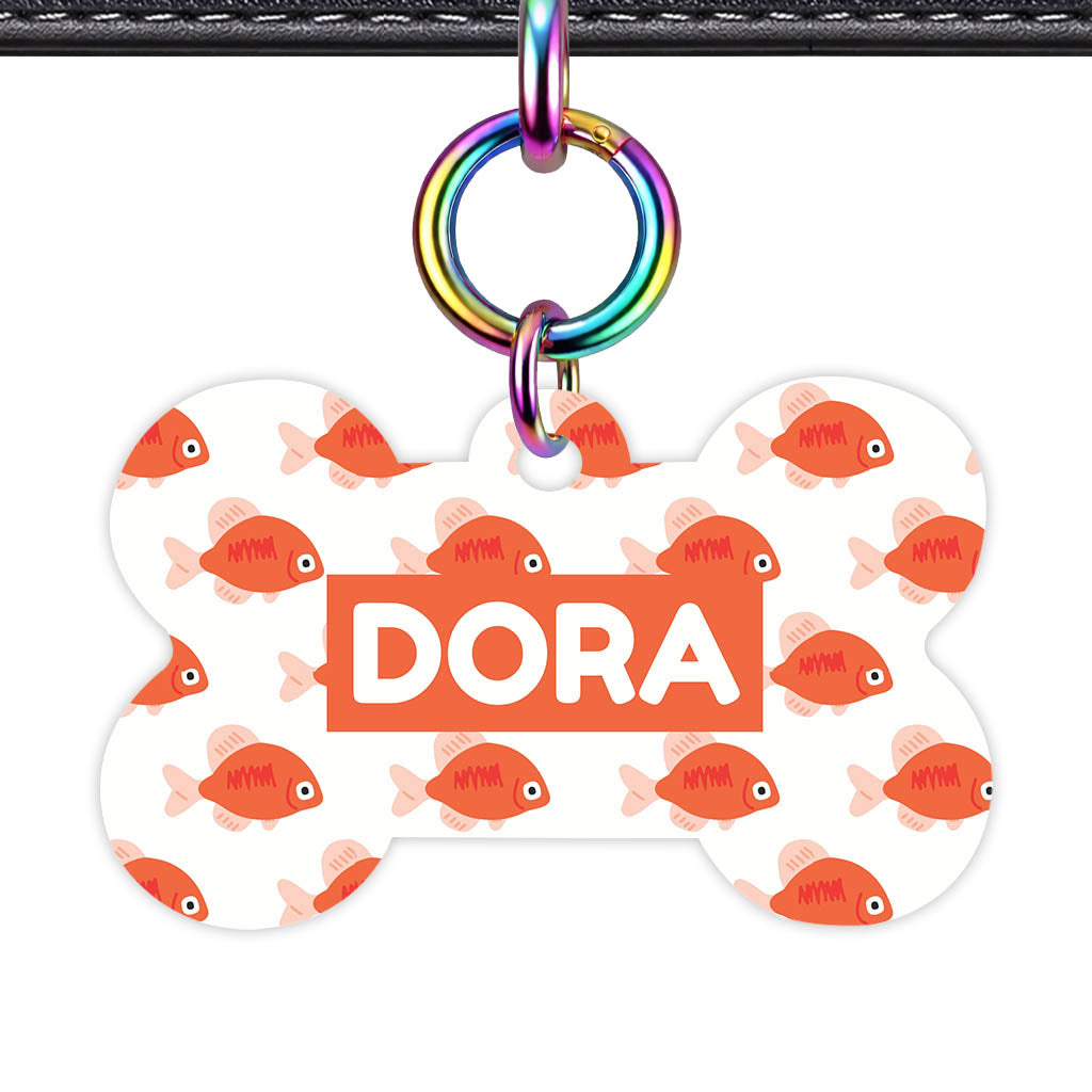 Orange Fishies QR Smart Pet Id Tag Tag (Dog Tag & Cat Tag)