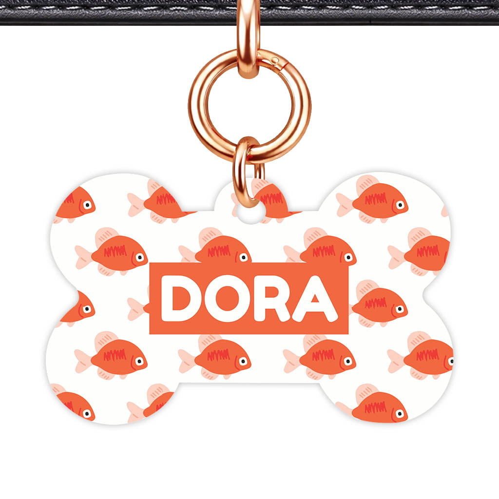 Orange Fishies QR Smart Pet Id Tag Tag (Dog Tag & Cat Tag)