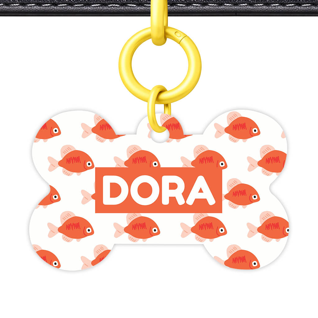 Orange Fishies QR Smart Pet Id Tag Tag (Dog Tag & Cat Tag)