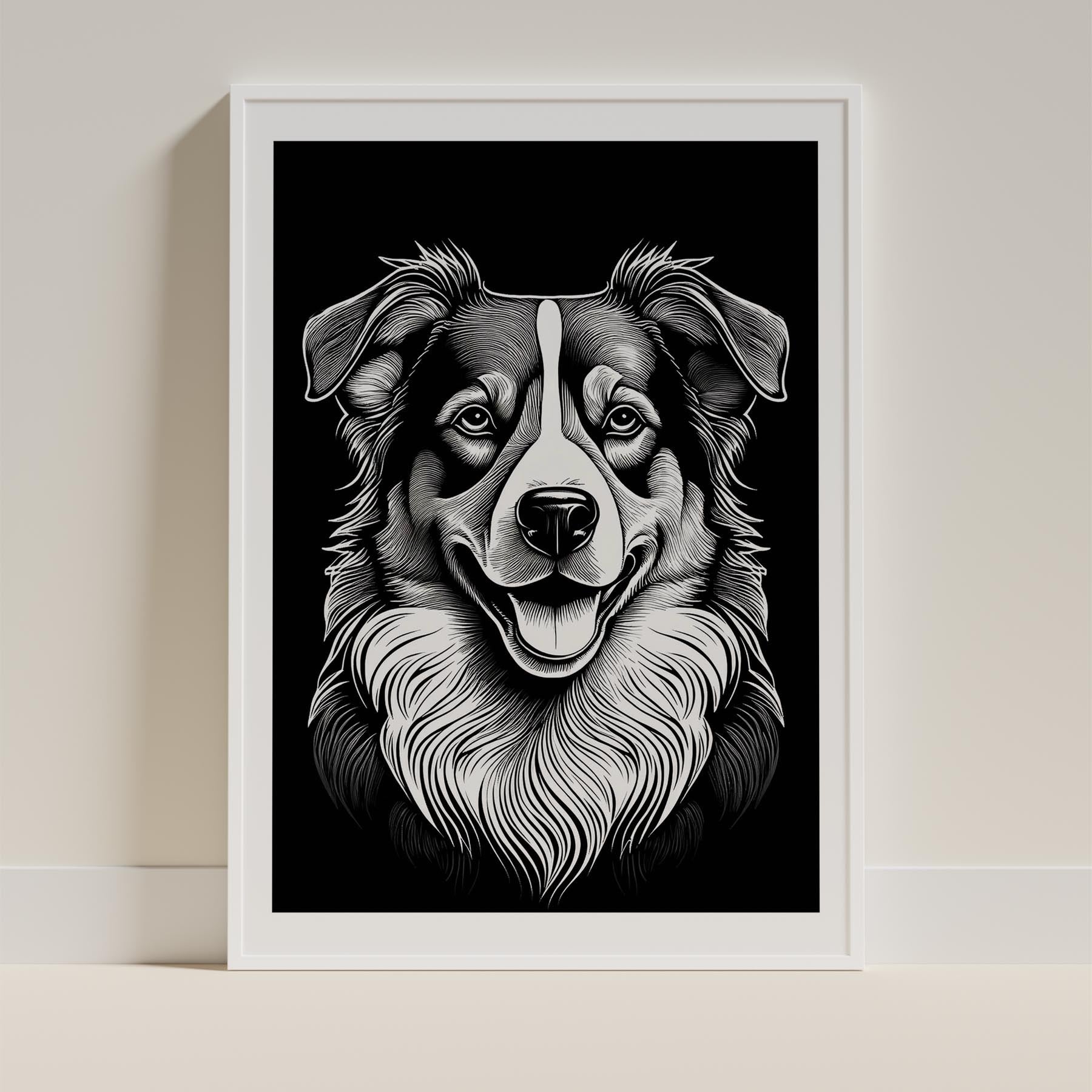 Australian Shepherd Line Dog Series in Black and White image 9