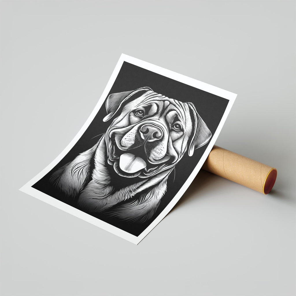 Bullmastiff Line Dog Series in Black and White image 6