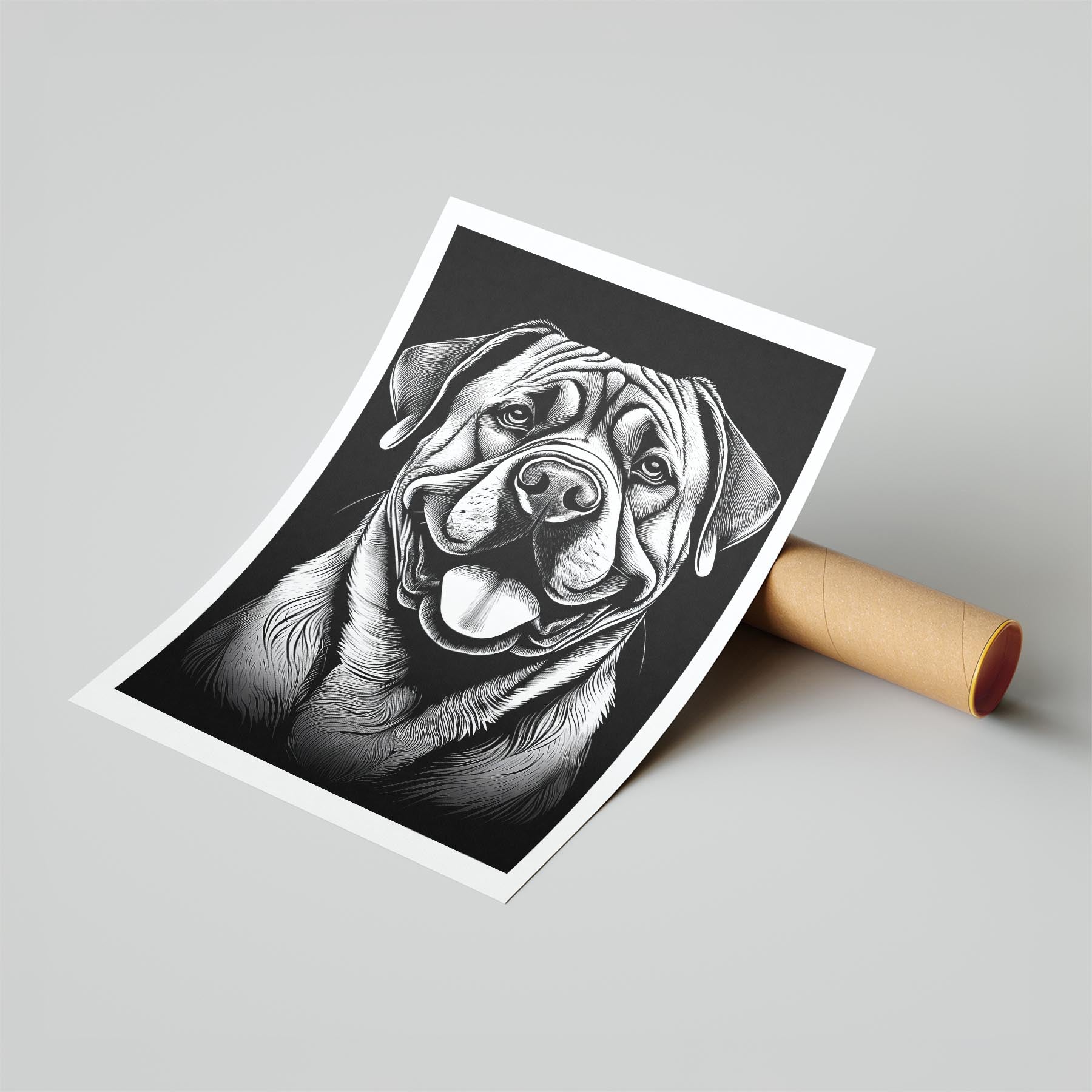 Bullmastiff Line Dog Series in Black and White image 6