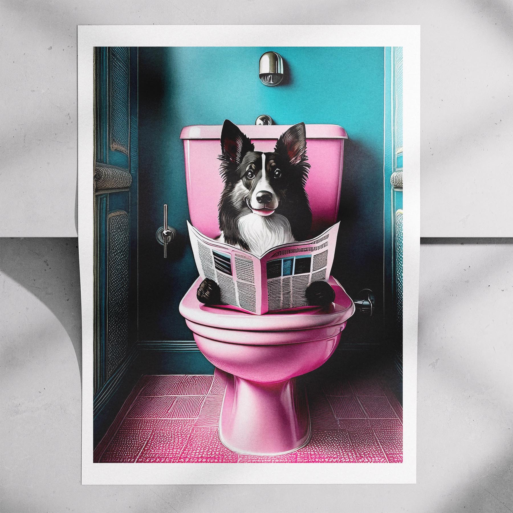 Rough Smooth Collie Toilet Dogs PInk and Turquise image 7