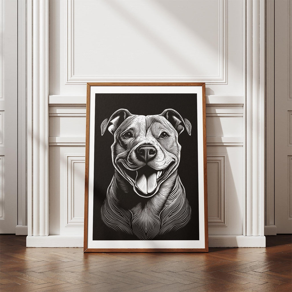 Staffordshire Bull Terrier Line Dog Series in Black and White image 4