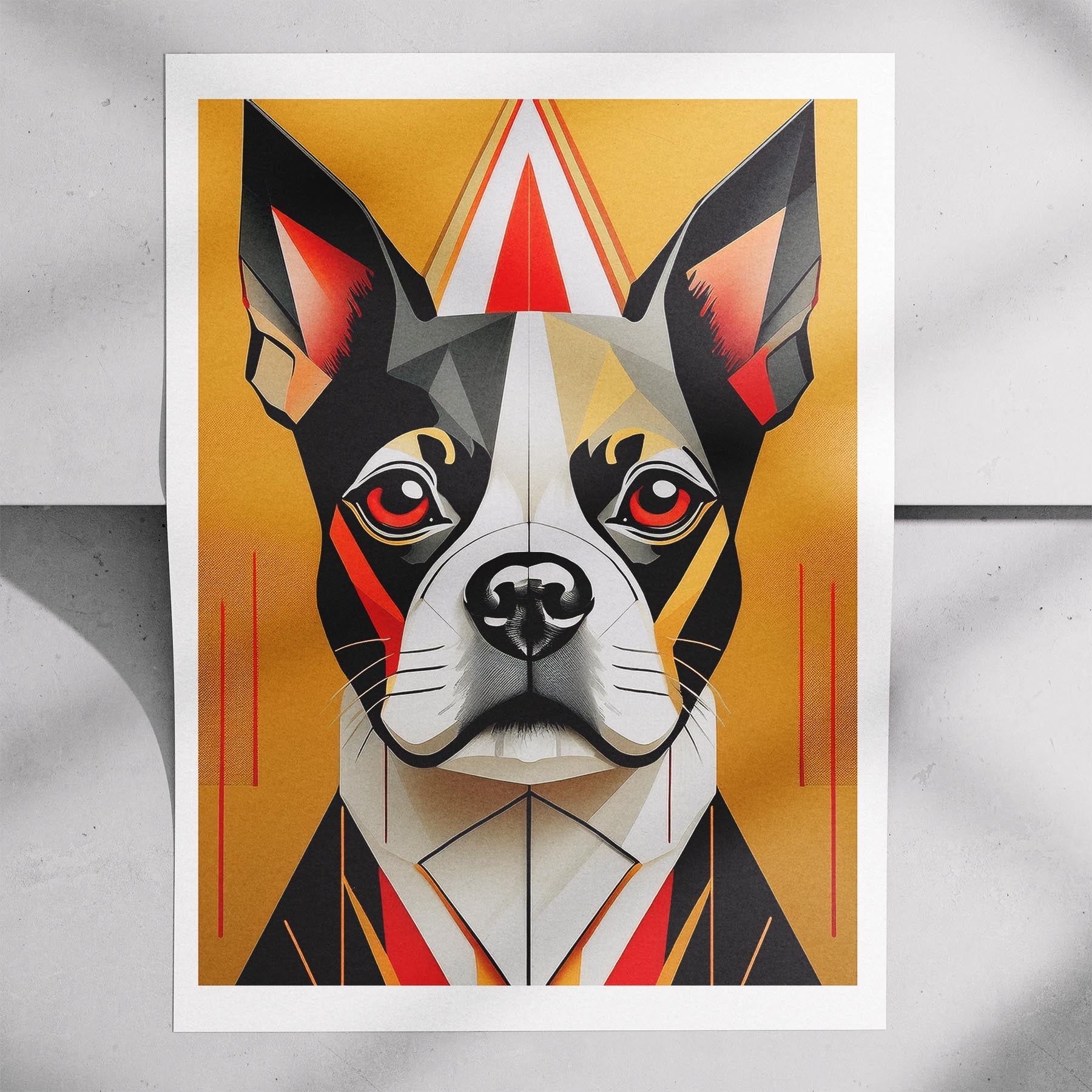 Boston Terrier Geometric Orange Series image 7