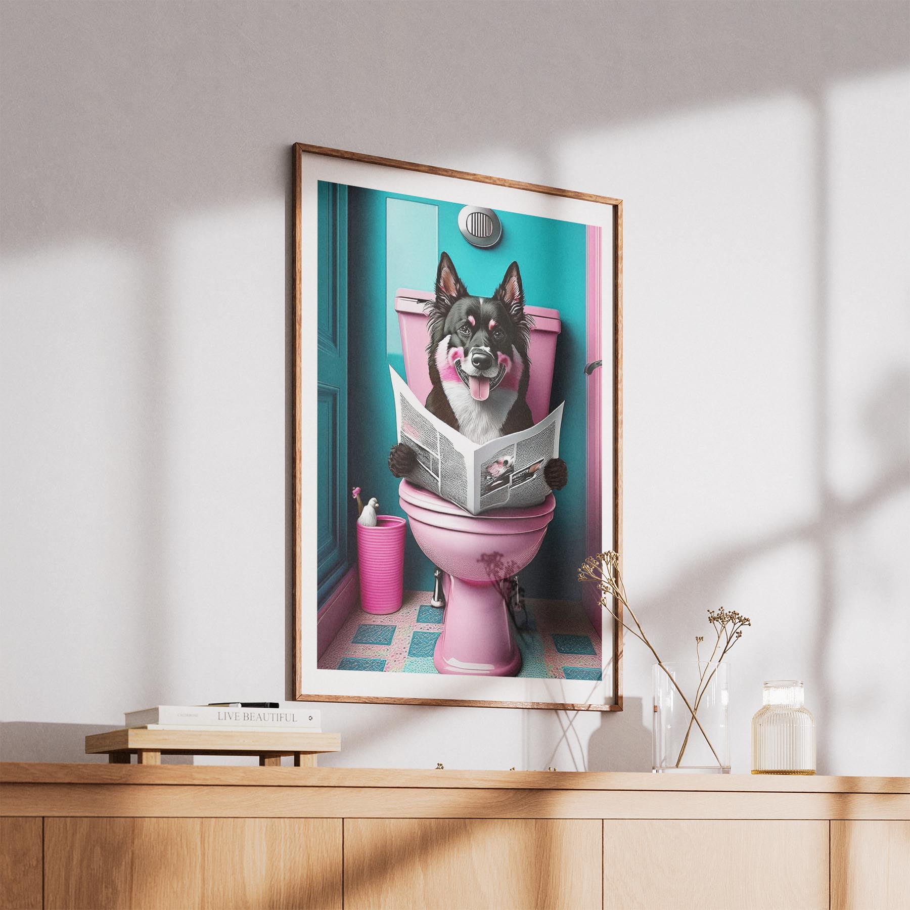 Finnish Lapphund Toilet Dogs PInk and Turquise image 5