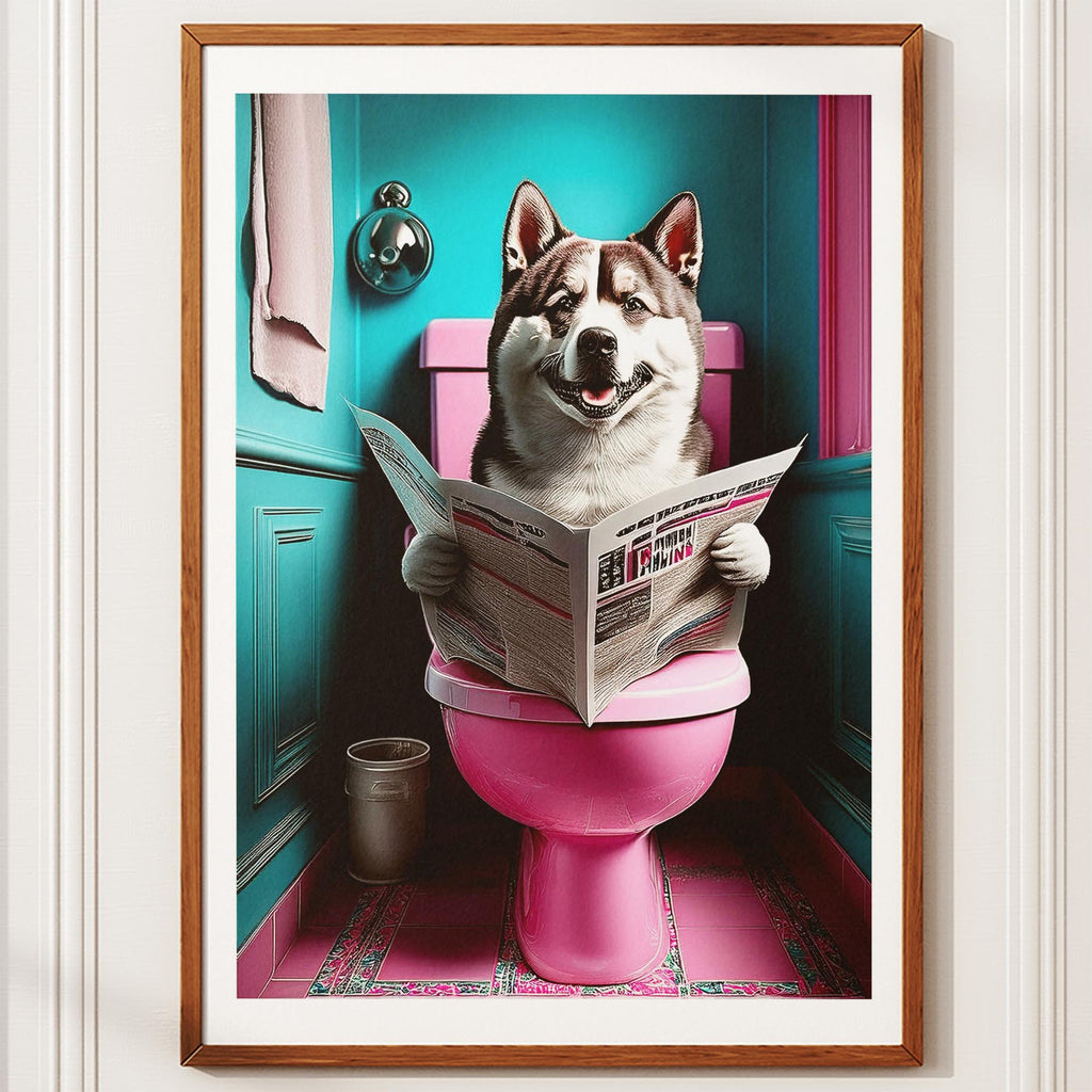 Akita Inu Toilet Dogs PInk and Turquise image 10