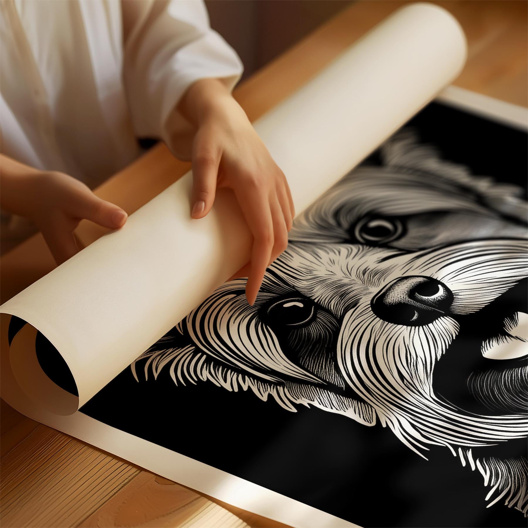 Yorkshire Terrier Line Dog Series in Black and White image 1