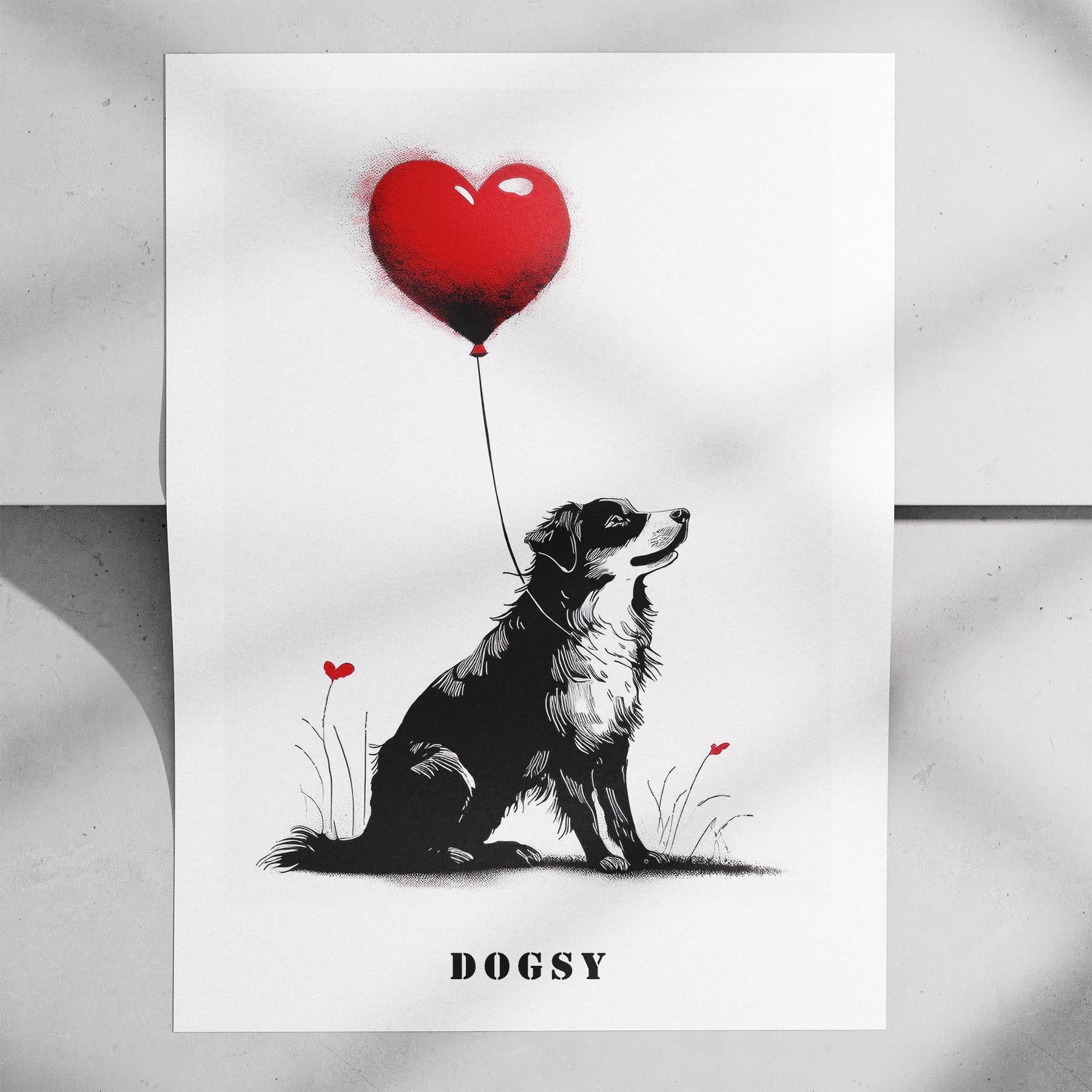 Australian Shepherd DOGSY Series inspired by the Art of Banksy with text Dogsy image 7