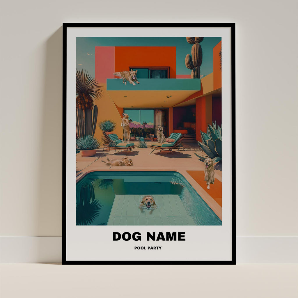 Golden Retriever Custom Pool Party WITH TEXT image 0