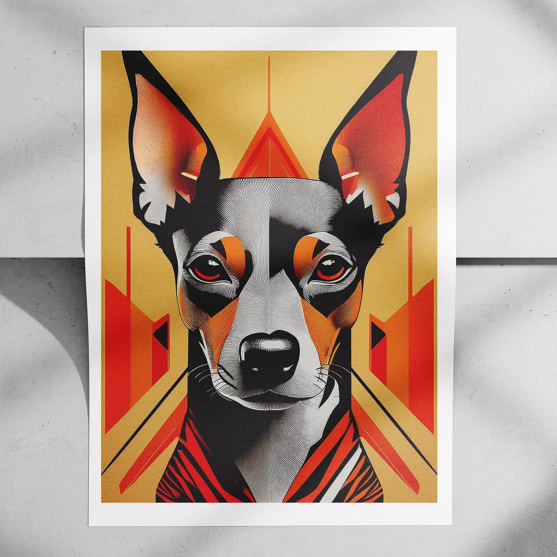 Miniature Pinscher Geometric Orange Series image 7