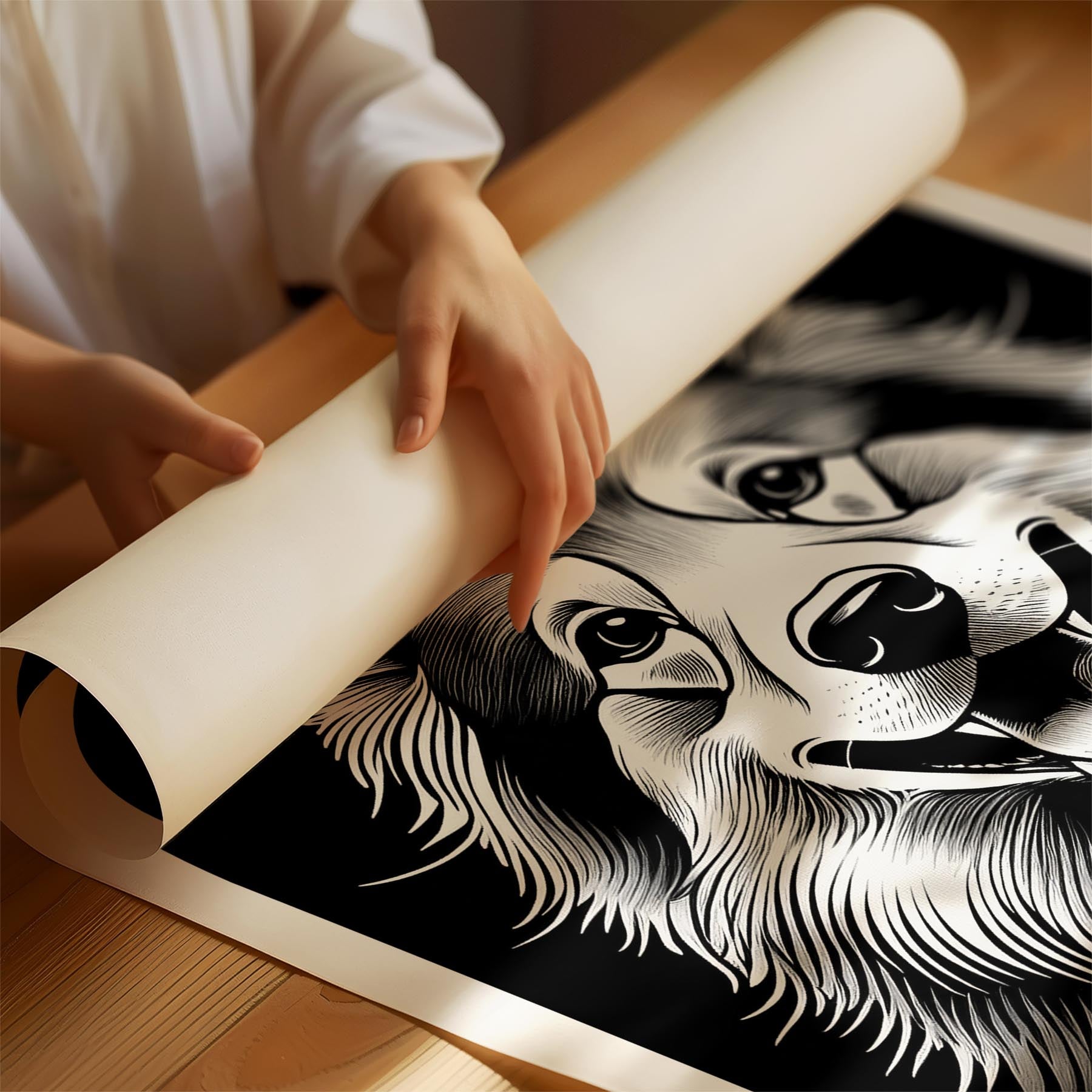 Samoyed Line Dog Series in Black and White image 1