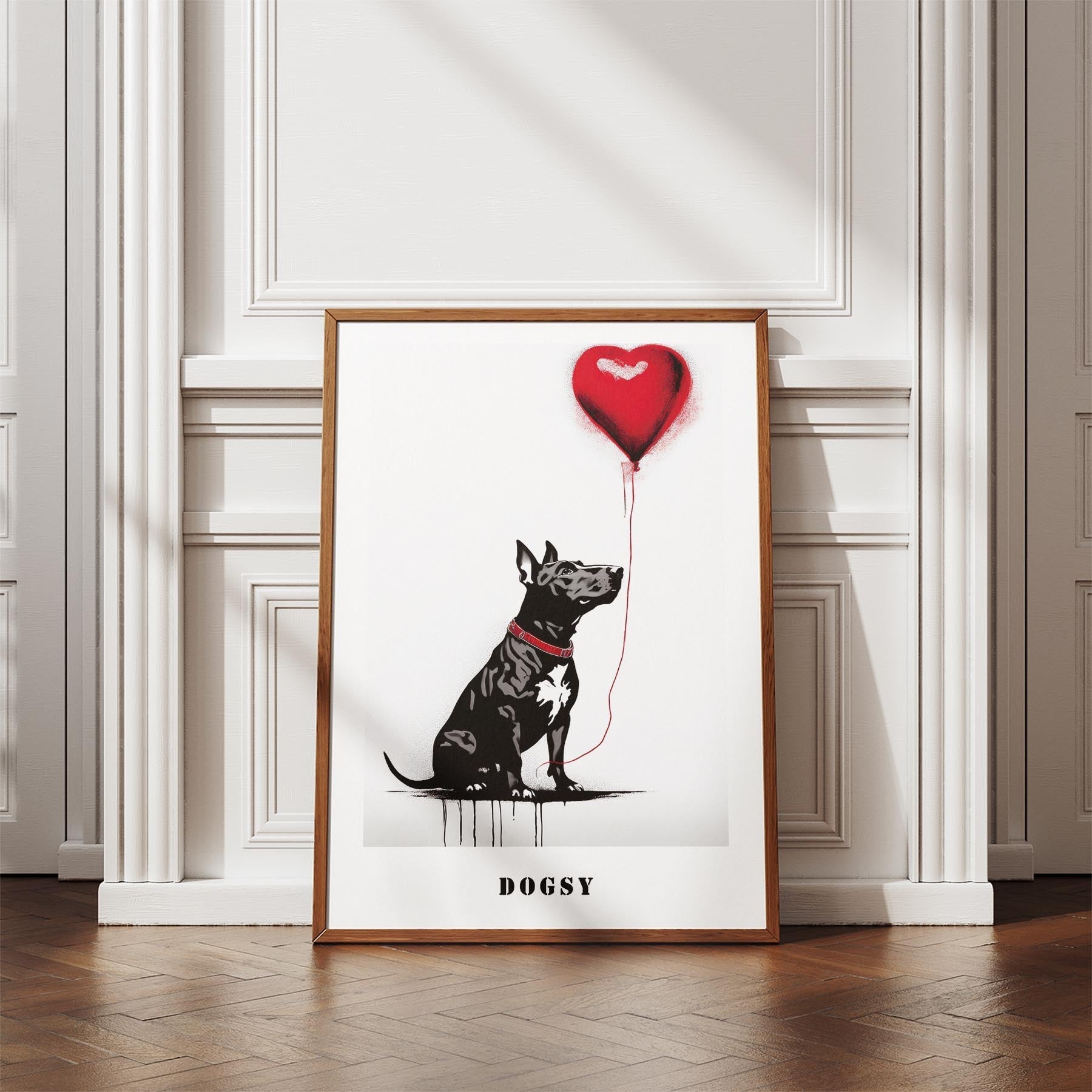 Bull Terrier DOGSY Series inspired by the Art of Banksy with text Dogsy image 4