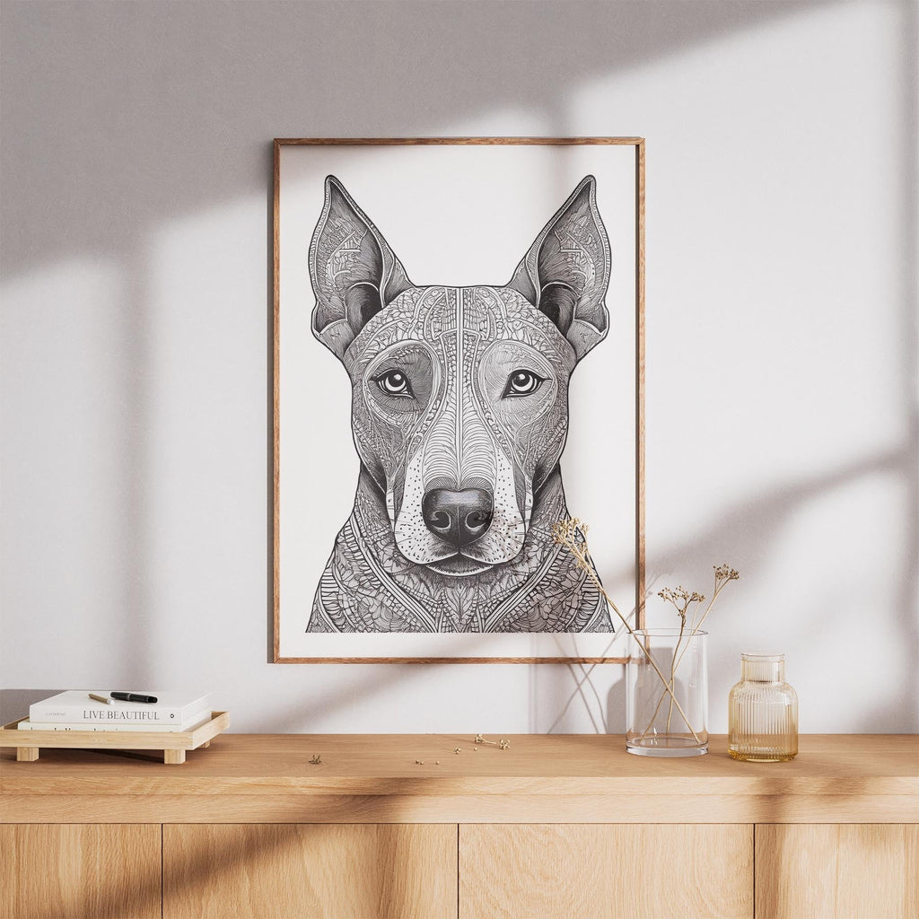 Bull Terrier Mandala Black and White Dog Series image 7