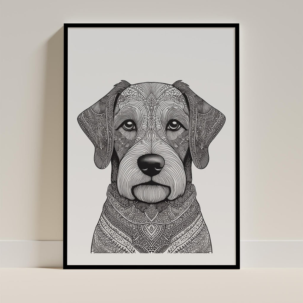 Australian Silky Terrier Mandala Black and White Dog Series image 0