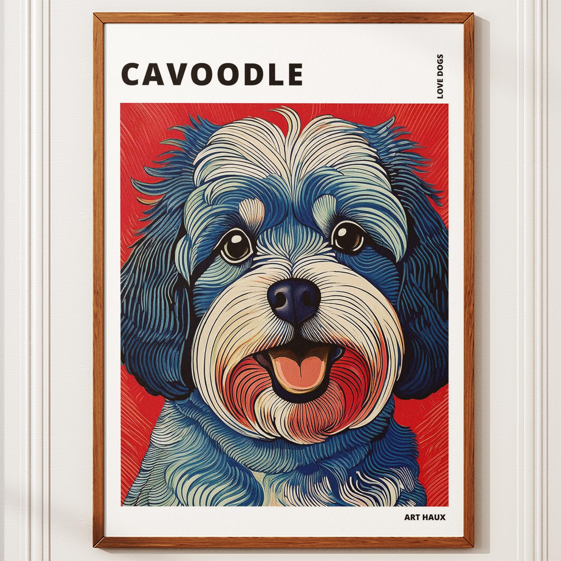 Cavoodle Hokusai Japanese Inspired Dog Series with Text image 9