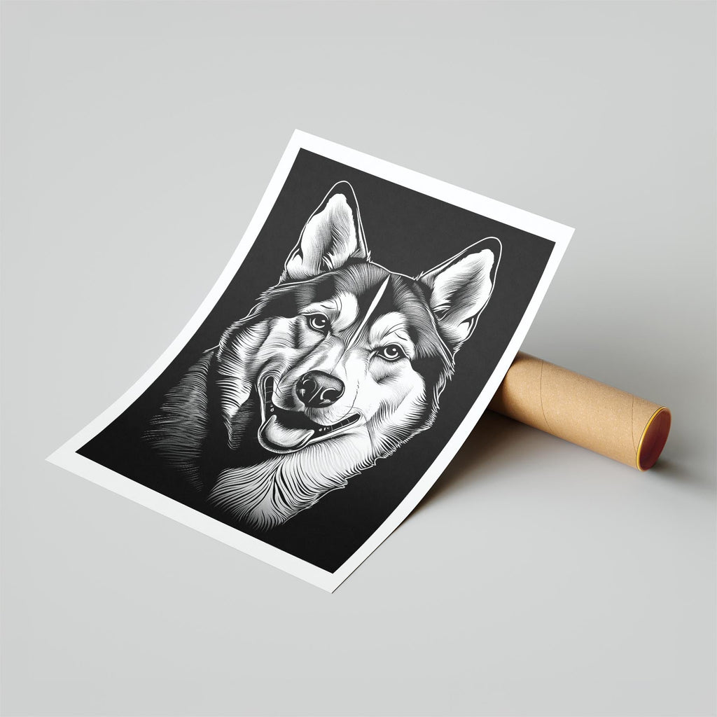 Siberian Husky Line Dog Series in Black and White image 6