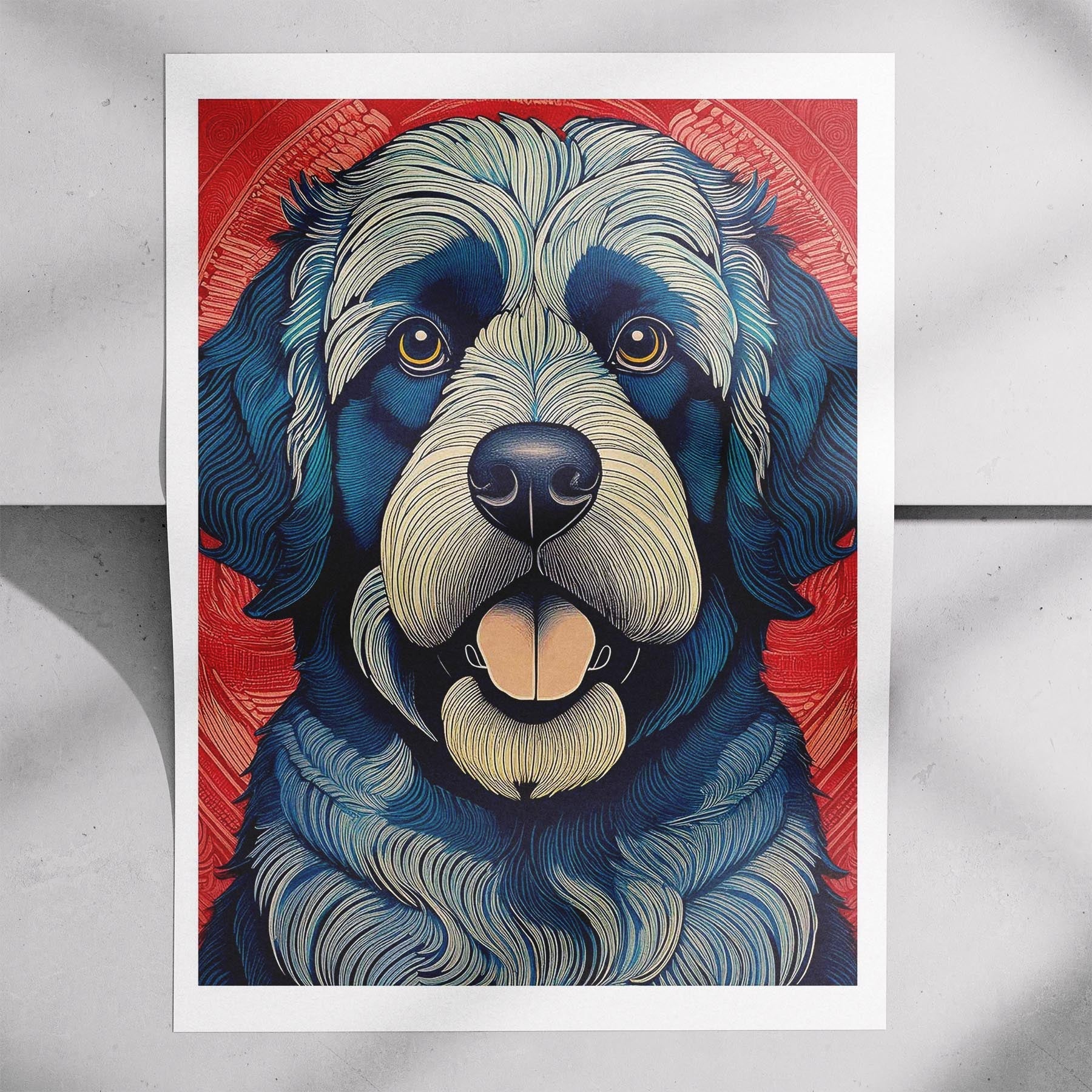 Newfoundland Hokusai Japanese Inspired Dog Series image 7