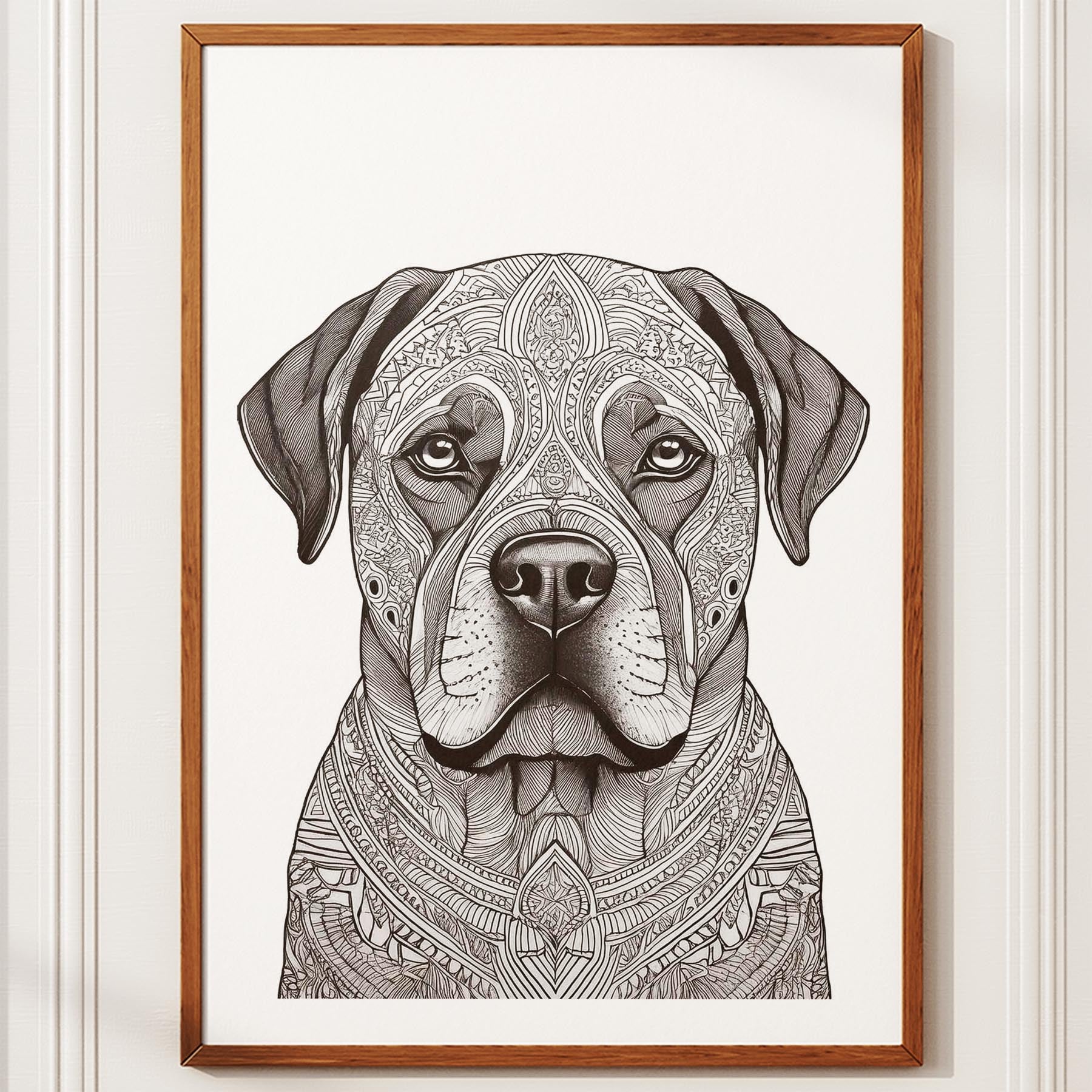 Bullmastiff Mandala Black and White Dog Series image 10