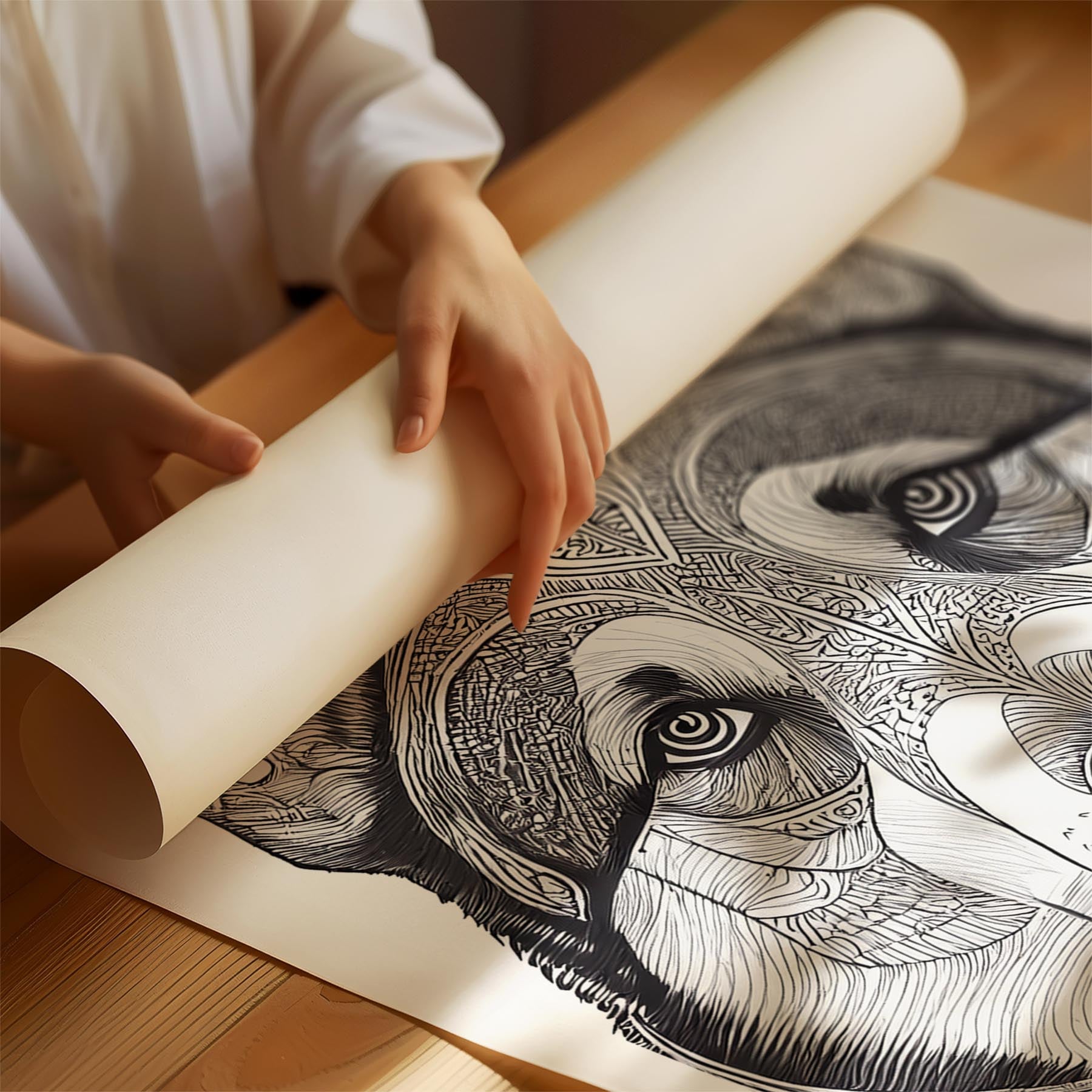 Alaskan Malamute Mandala Black and White Dog Series image 1